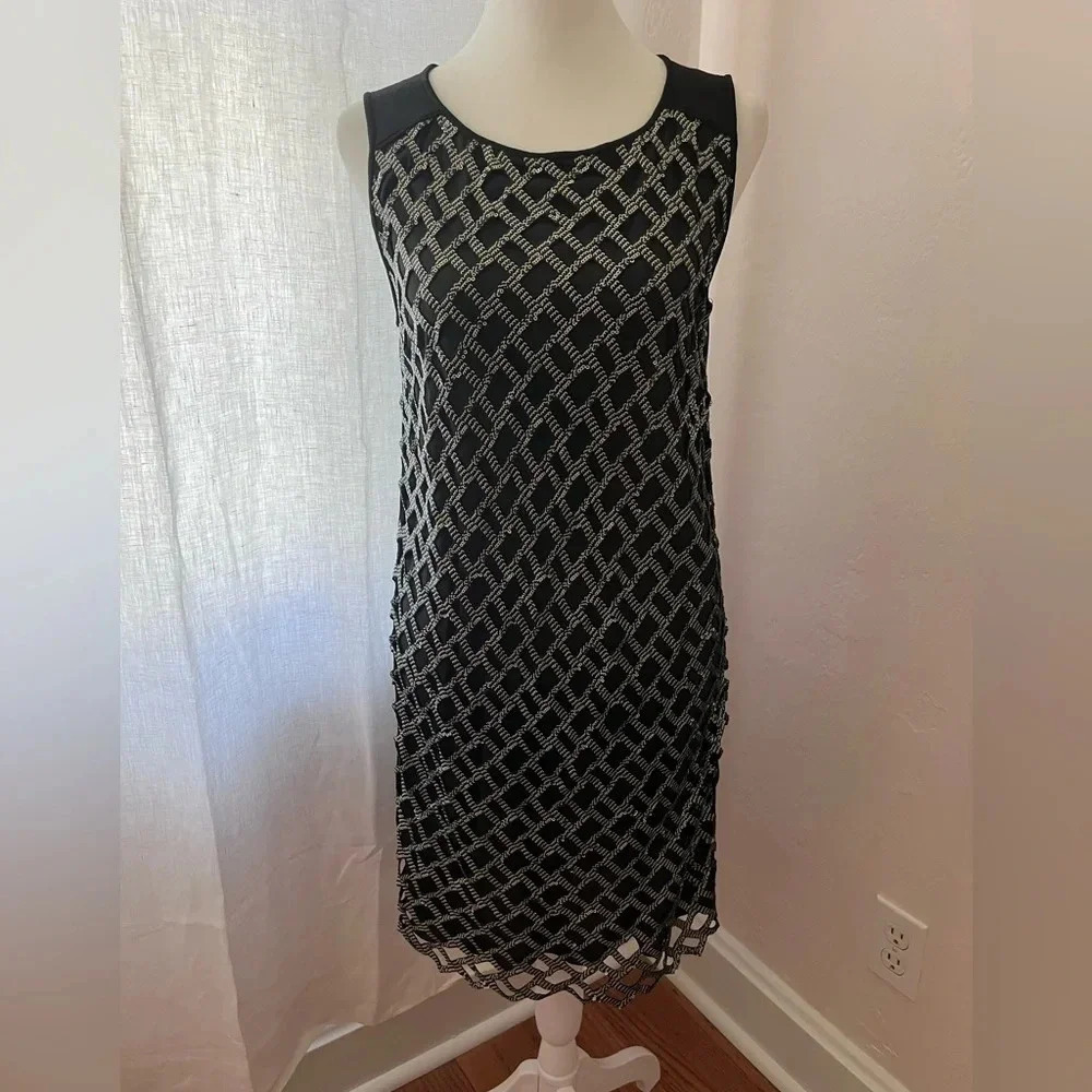 Diane Von Furstenberg Knee Length Sequined Black Dress Women Size Smallā